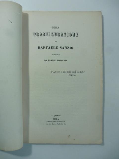 Della trasfigurazione di Raffaele Sanzio - Erasmo Pistolesi - copertina