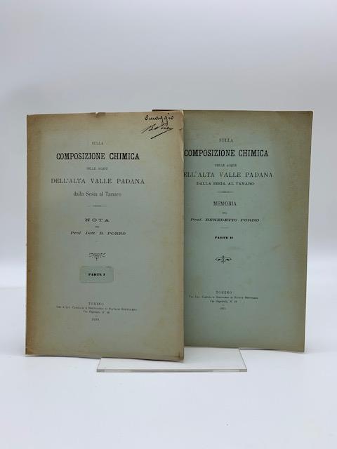 Sulla composizione chimica delle acque dell'alta Valle Padana dalla Sesia al Tanaro. Parte I-II - Benedetto Porro - copertina