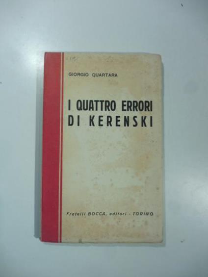 I quattro errori di Kerenski - Giorgio Quartara - copertina