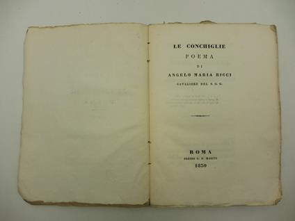 Le conchiglie. Poema - Angelo Maria Ricci - copertina