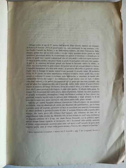 Intorno al giudizio dato dal Sig. Di Falkenstein sull'opinione che attribuisce a Panfilo Castaldi l'invenzione della stampa. Dissertazione - Antonio Valsecchi - copertina