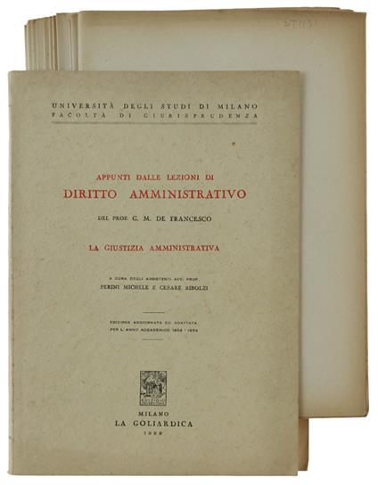 Appunti Dalle Lezioni Di Diritto Amministrativo : La Giustizia Amministrativa. Edizione Aggiornata A Cura Di Perini Michele E Cesare Ribolzi - Gemma De Francesco - copertina