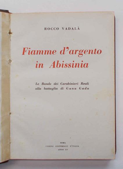 Fiamme d'argento in Abissinia. Le Bande dei Carabinieri Reali alla battaglia di Gunu Gadu - copertina