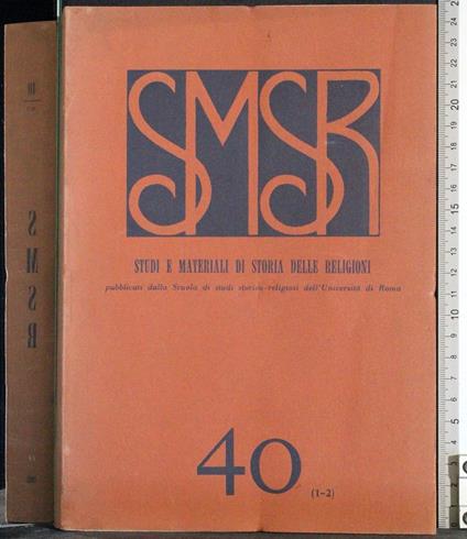 Studi materiali storia delle religioni Anno 1969. Vol XL (1-2) - copertina