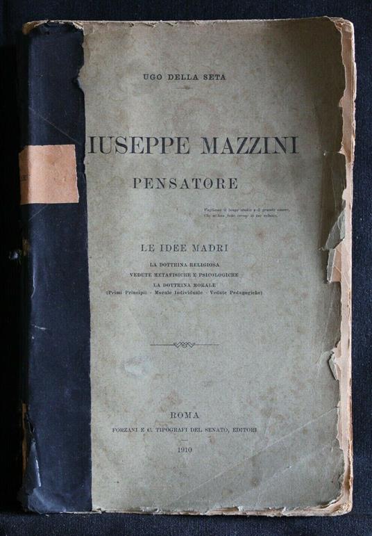 Giuseppe Mazzini Pensatore - Ugo Della Seta - copertina