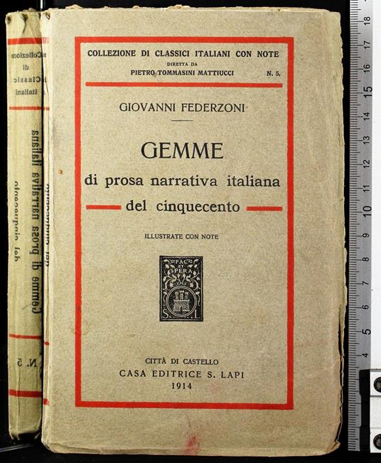 Gemme di prosa narrativa italiana del Cinquecento - Giovanni Federzoni - copertina