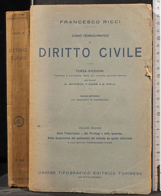 Corso Teorico-Pratico di Diritto Civile 10.Della - Ricci - copertina