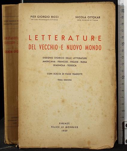 Letterature del vecchio e nuovo mondo - Ricci - copertina