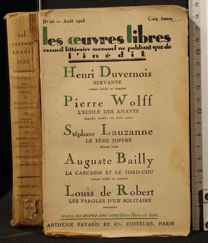 Les Oeuvres Libres. N 26, Agosto 1923 - copertina