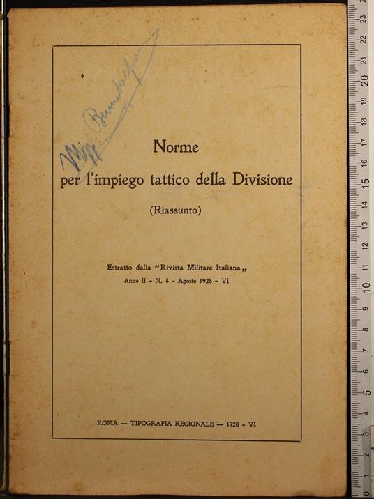 Norme per l'impiego tattito della divizione. Estratto - copertina