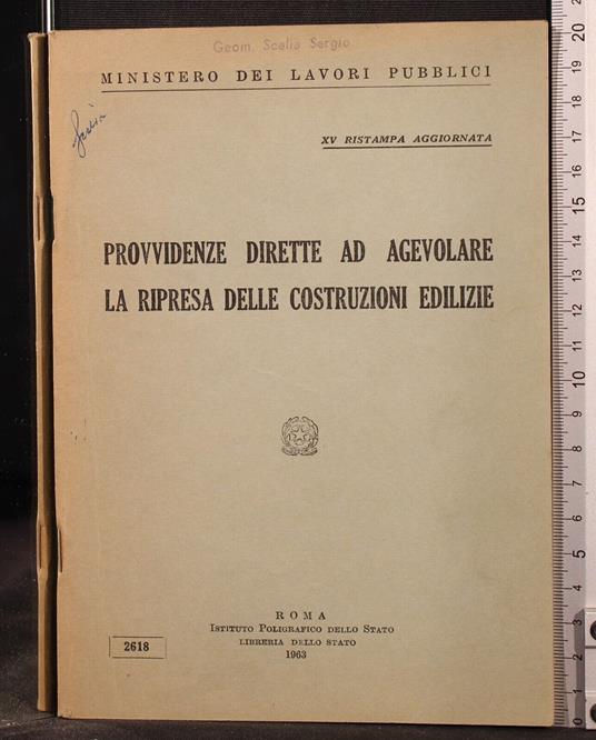 Provvidenze dirette agevolare ripresa costruzioni e. - copertina