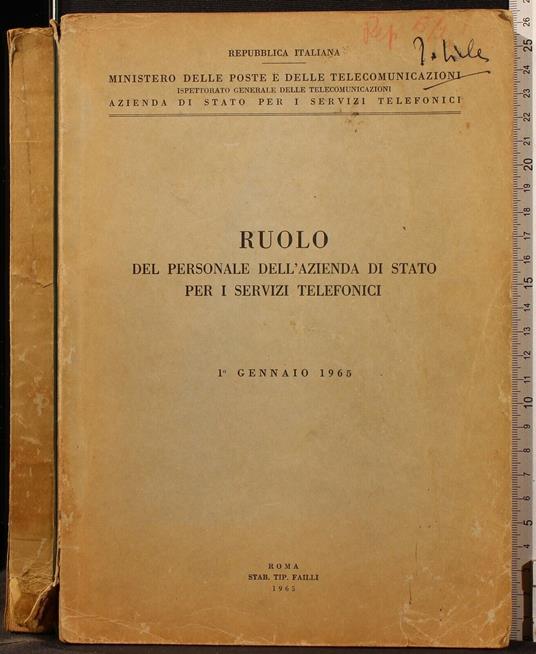 Ruolo Del Personale Dell'Azienda di Stato. - copertina