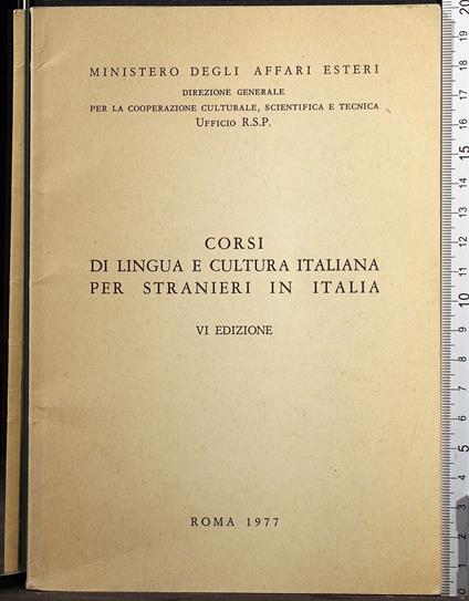 Corsi di lingua e cultura Italiana per stranieri in Italia - copertina