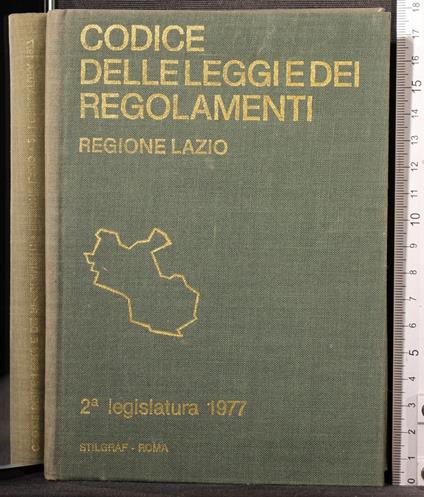 Codice delle leggi e dei regolamenti. Lazio 1977 - copertina