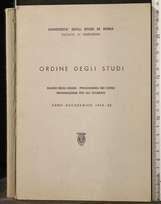 Ordine degli studi. Diario degli esami… Anno Accademico 1979-80 - copertina