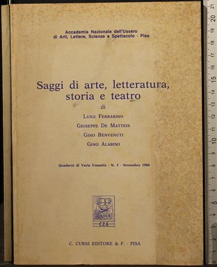 Saggi di Arte, Letteratura, Storia e Teatro - copertina