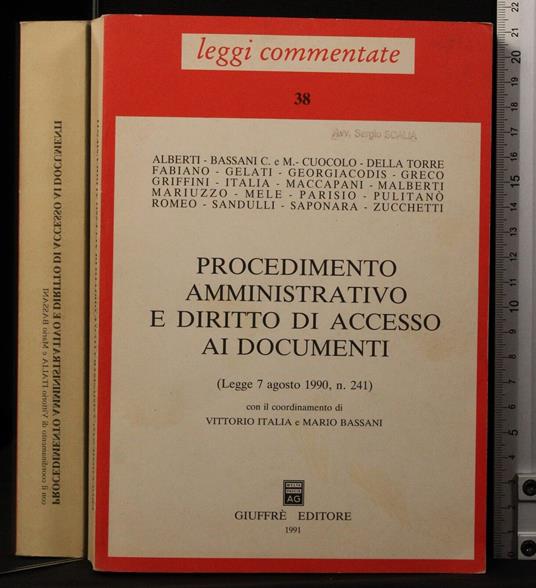 Procedimento amministrativo e diritto di accesso ai documenti - copertina