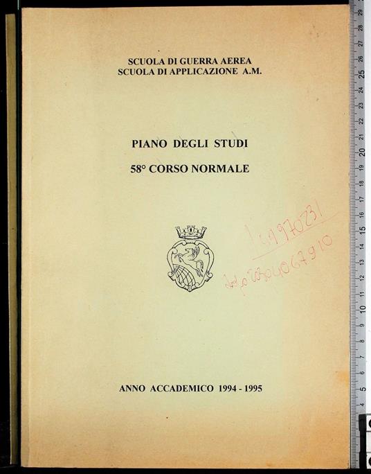 Piano degli studi 58 corso normale - copertina