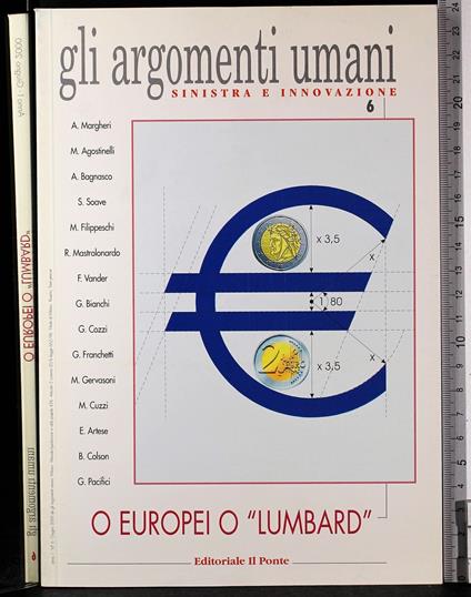 Gli argomenti umani. O europei o Lumbard - copertina