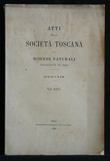 Atti Della Società Toscana di Scienze Naturali - copertina