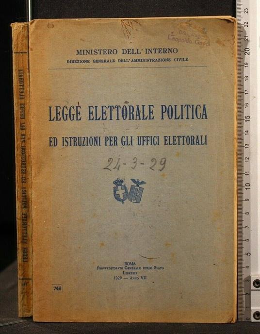 Legge Elettorale Politica Ed Istruzioni per Gli Uffici - copertina