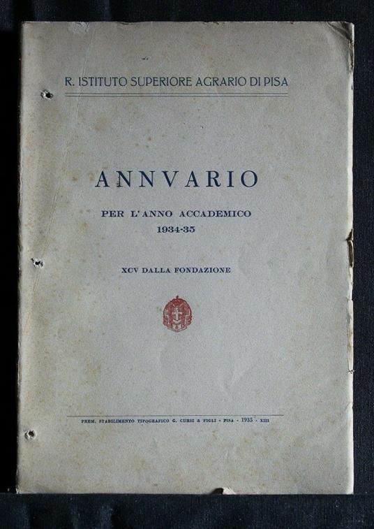 Annuario per L'Anno Accademico 1934-35 R. Istituto Superiore - copertina