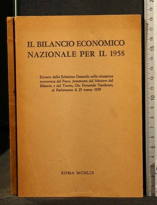 Il Bilancio Economico Nazionale per Il 1958 - copertina