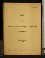 Atti Della Società Oftalmologica Lombarda Volume 8 (Nuova