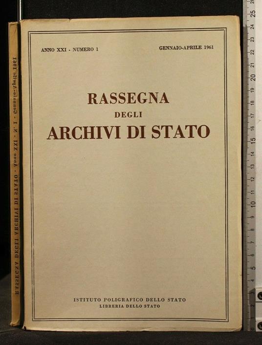 Rassegna Degli Archivi di Stato N1 Gennaio/Aprile 1961 - copertina