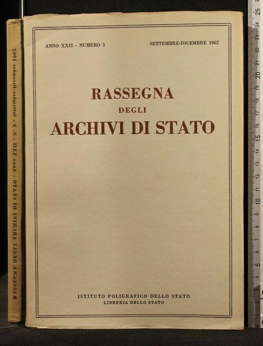 Rassegna Degli Archivi di Stato N3 Settembre/Dicembre 1962 - copertina