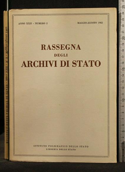 Rassegna Degli Archivi di Stato N2 Maggio/Agosto 1962 - copertina