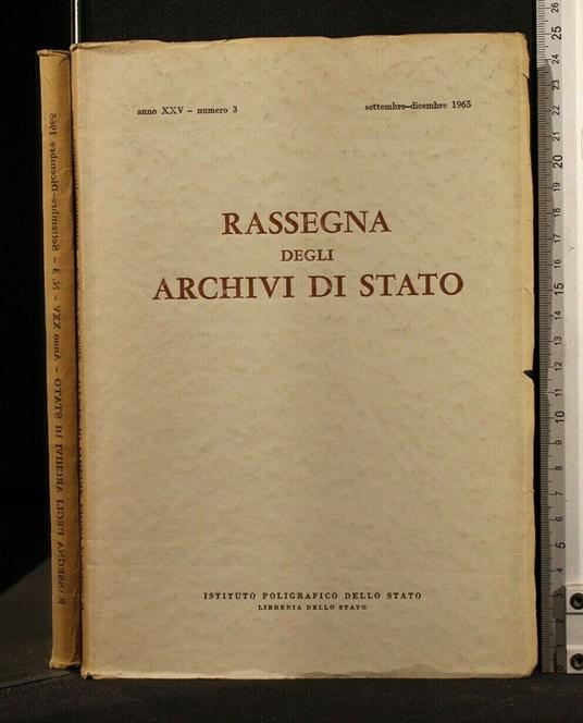 Rassegna Degli Archivi di Stato N 3 Settembre/Dicembre 1965 - copertina