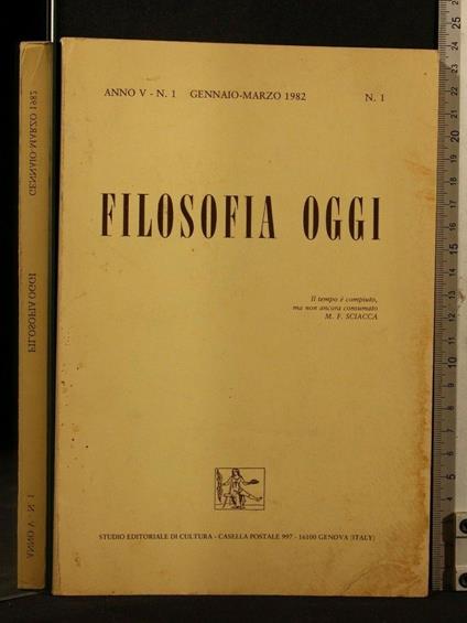 Filosofia Oggi N 1 Gennaio-Marzo 1982 - copertina