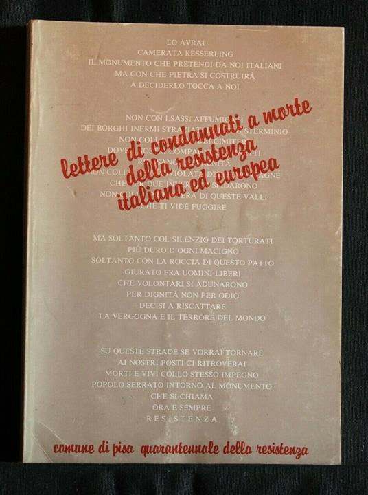 Lettere di Condannati a Morte Della Resistenza Italiana Ed - copertina