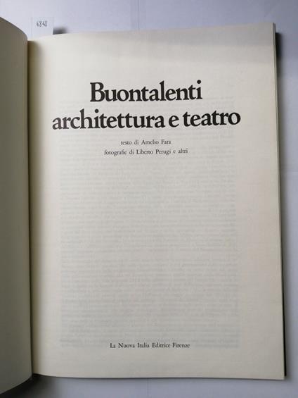 Amelio Fara - Buontalenti Architettura E Teatro - 1979 - La Nuova Italia - Amelio Fara - copertina