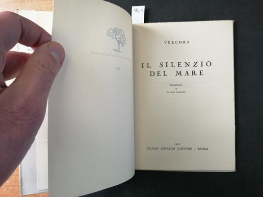 Vercors - Il Silenzio Del Mare - Einaudi 1945 Trauduzione Di N. Ginzsburg - Vercors - copertina