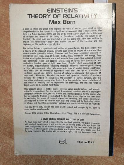 Einstein'S Theory Of Relativity - Max Born - 1965 - Dover Publications - Max Born - copertina