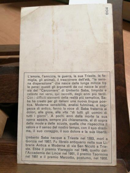 Umberto Saba - Poesie Parole Ultime Cose Mediterranee 1966 Oscar Mondadori - Umberto Saba - copertina