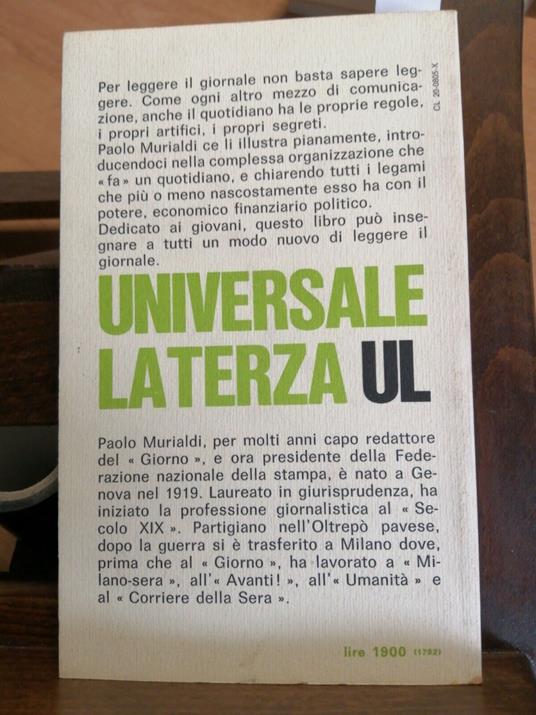 Paolo Murialdi - Come Si Legge Un Giornale 1975 Laterza - Paolo Murialdi - copertina