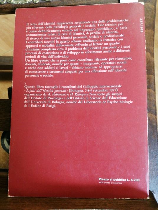 Identit Personale Teoria E Ricerca - Dino Giovannini - 1979 - Zanichelli - Dino Giovannini - copertina