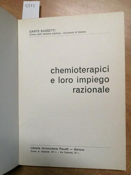Dante Bassetti - Chemioterapici E Loro Impiego Razionale 1977 Pacetti - Dante Bassetti - copertina