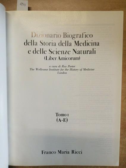 Dizionario Biografico Della Storia Della Medicina 1 - Roy Porter 1985 Fmr - Roy Porter - copertina