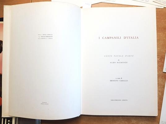 I Campanili D'Italia + 8 Tavole D'Arte A Colori Di Aldo Raimondi 1967 1Ed - Aldo Raimondi - copertina