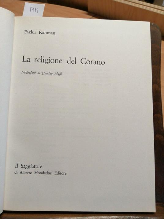 La Religione Del Corano - Fazlur Rahman - Il Saggiatore - 1968 - - Fazlur Rahman - copertina