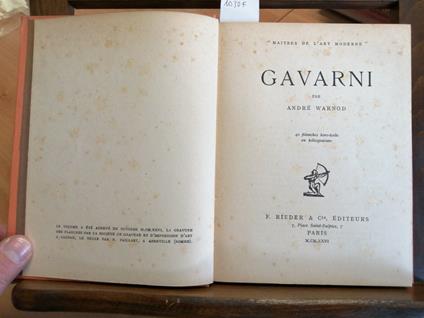 Maitres De L'Art Moderne - Gavarni - Andrè Warnod 1926 Rieder Editeurs - copertina