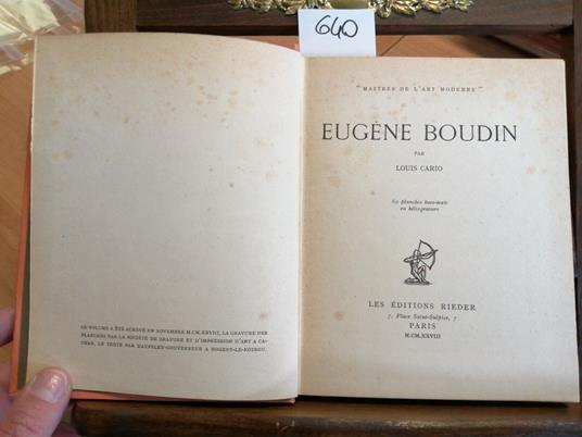 Maitres De L'Art Moderne -Eugene Boudin - Louis Cario 1928 Rieder Editeurs - copertina