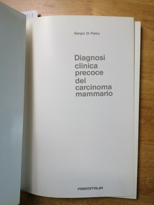 Di Pietro Diagnosi Clinica Precoce Del Carcinoma Mammario 1984 Farmitalia - copertina