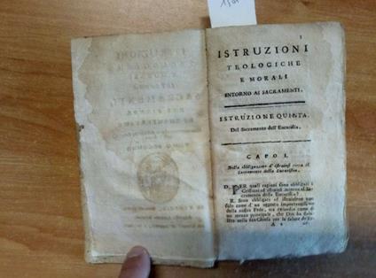 1782 Istruzioni Teologiche E Morali Intorno A Sacramenti Chanteresme(1501 - copertina