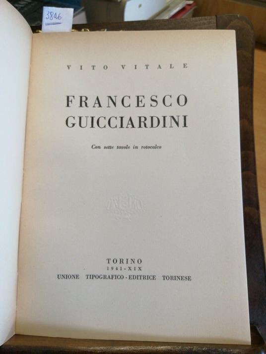 Guicciardini - Vitale Vito - Utet - 1941 - I Grandi Italiani - Illustrato - Vito Vitale - copertina