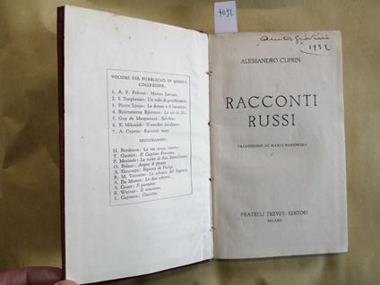 Racconti Russi - Cuprin Alessandro - 1931 - Fratelli Treves - - Alessandro Cuprin - copertina